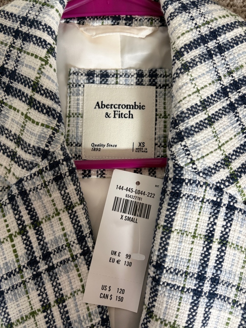 Abercrombie & Fitch tweed blazer size xs NWT - Picture 2 of 5